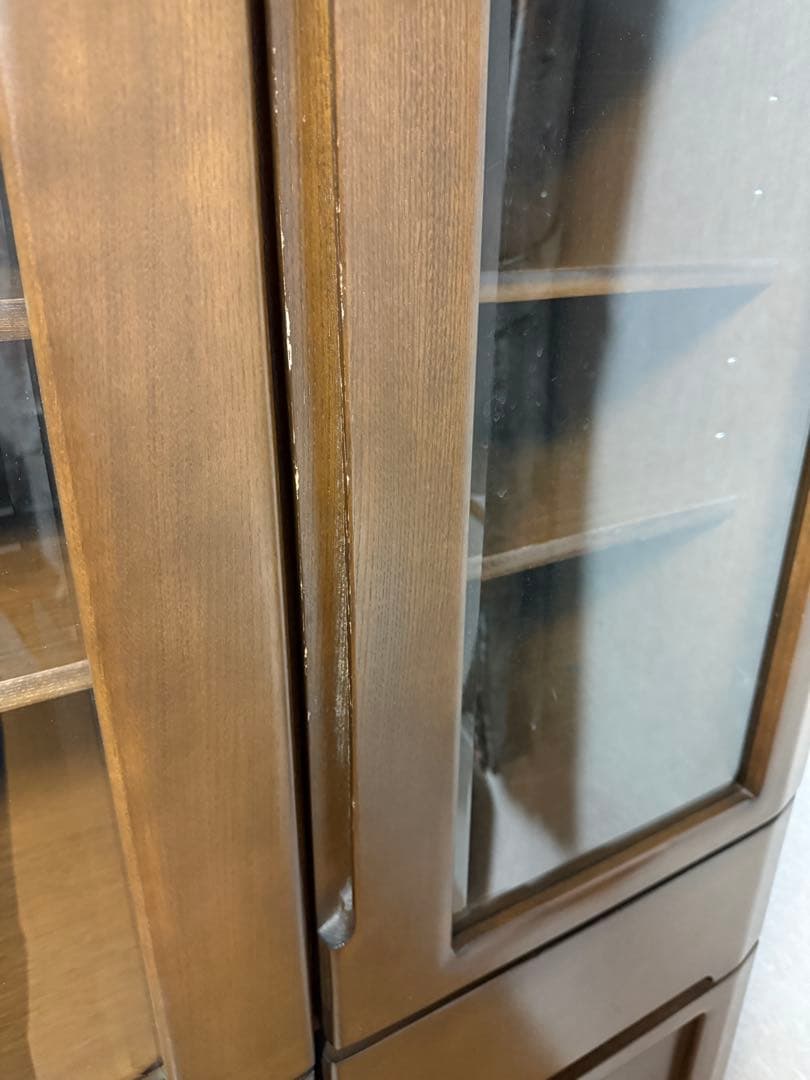 食器棚 ダークブラウン／ガラス扉