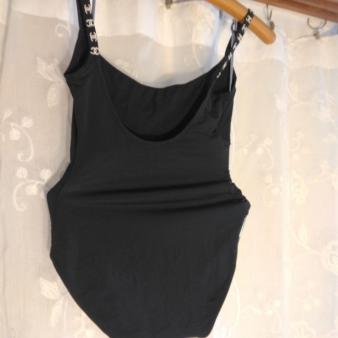 CHANEL ヴィンテージ　レオタード ワンピース水着 ロゴ入りストラップ
