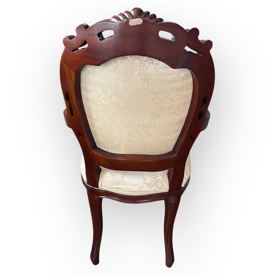 クロシオ フランシスカ チェア 肘付 アンティーク調 ブラウン 猫脚 ロココ調