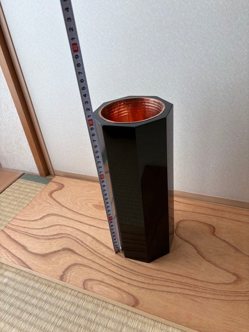 62【おまとめ買い可】華道　八角塗寸胴　華道具　寸どう　生け花　花器　花入れ