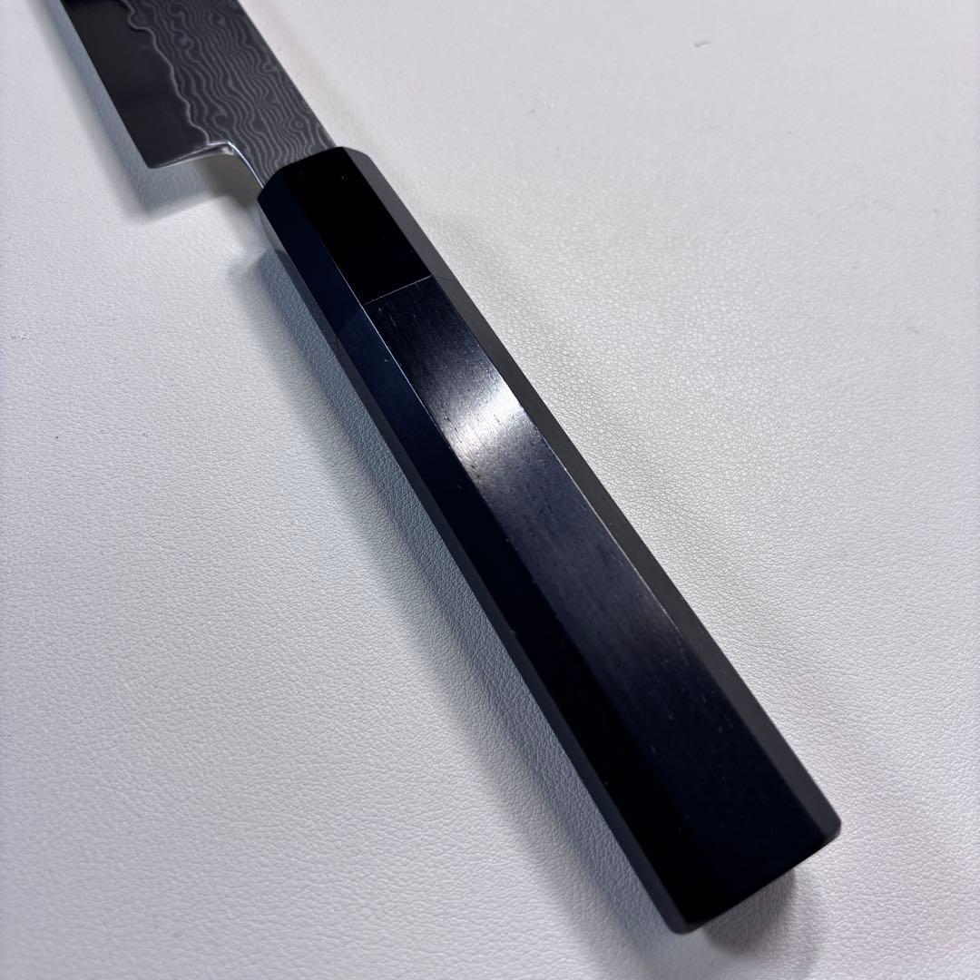 240mm 柳刃包丁　ダマスカス黒檀 本水牛八角柄　刺身包丁 和包丁︓