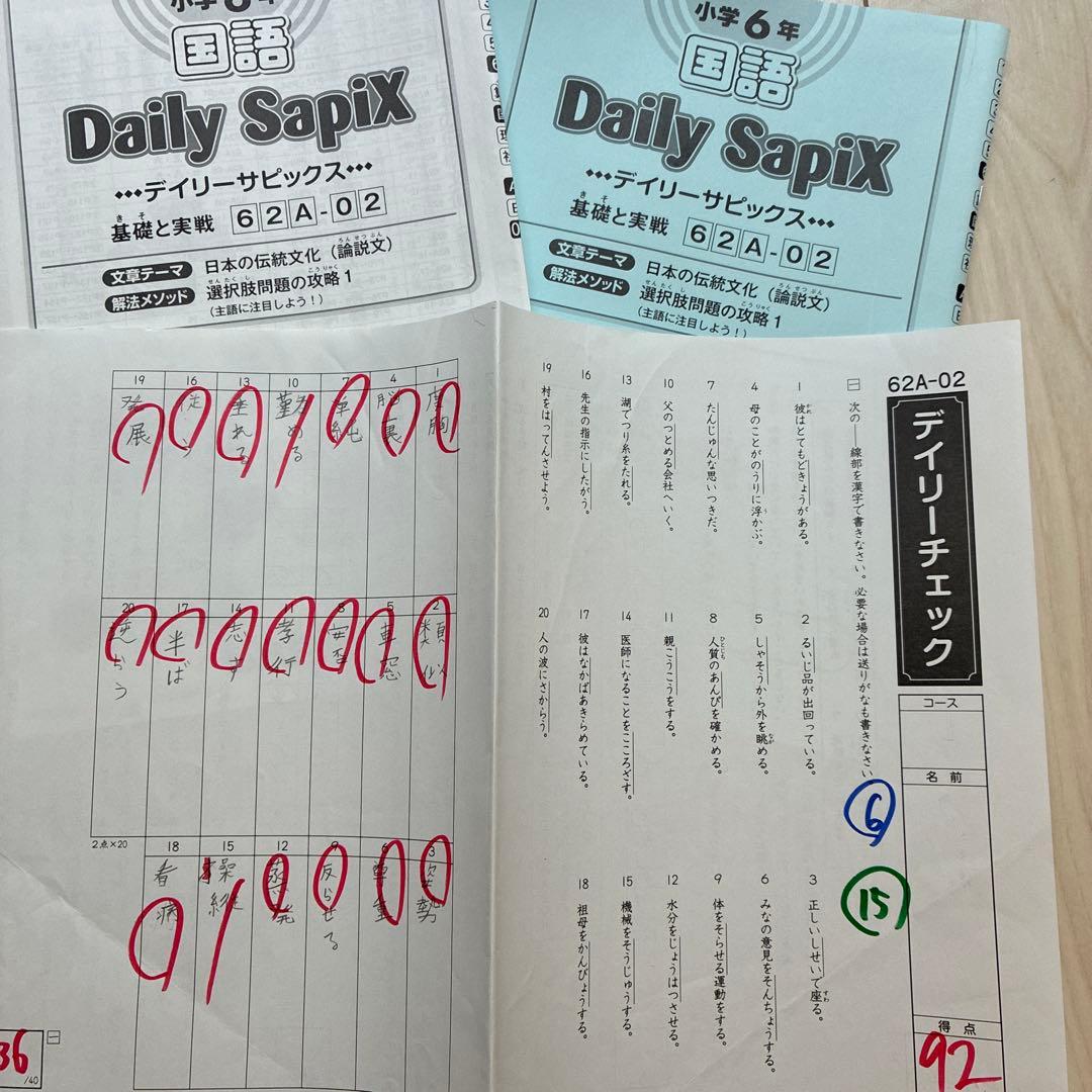 2025年受験組 サピックス6年 国語教材セット