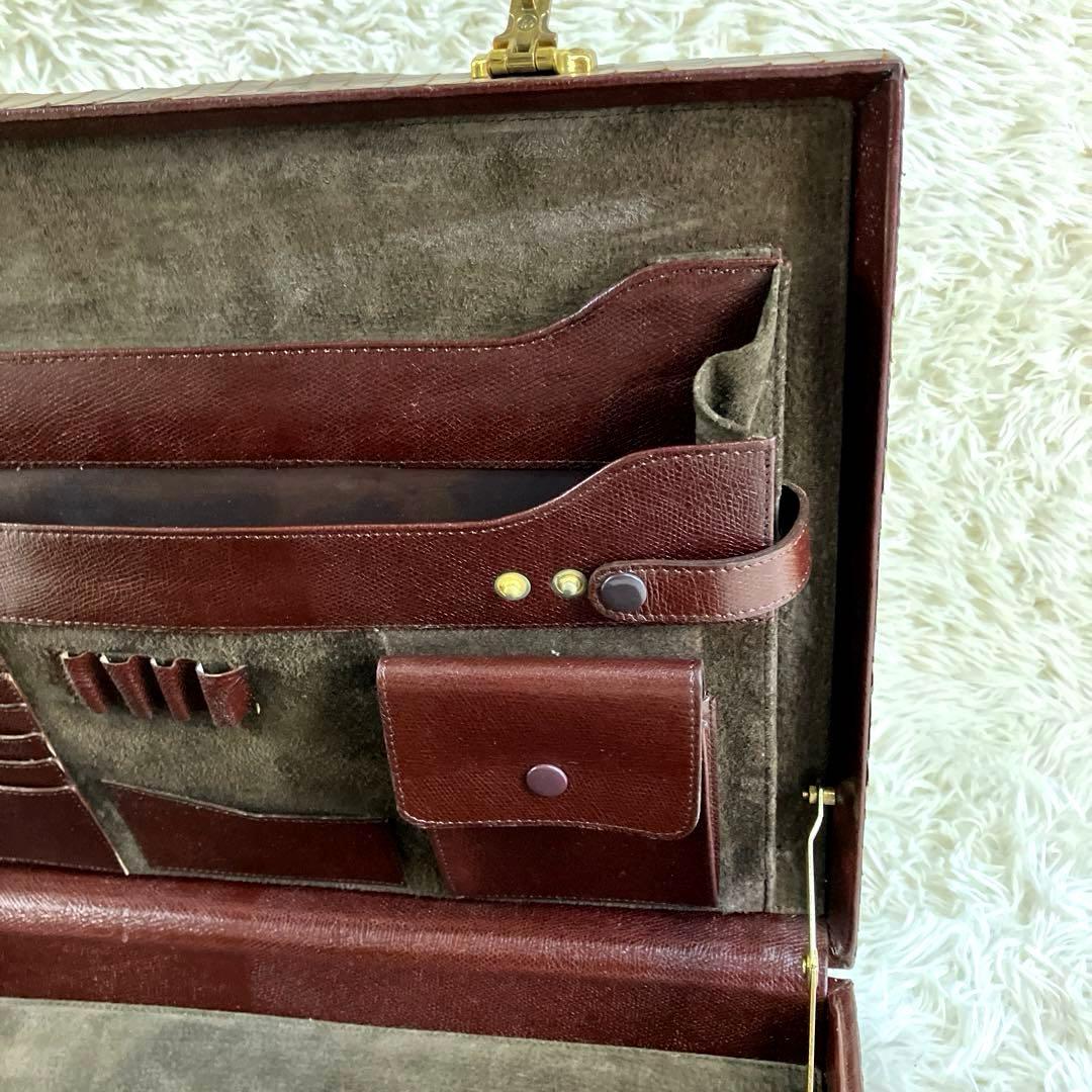 クロコ　トランクケース　カイマン　ダークブラウン　本革　amilet