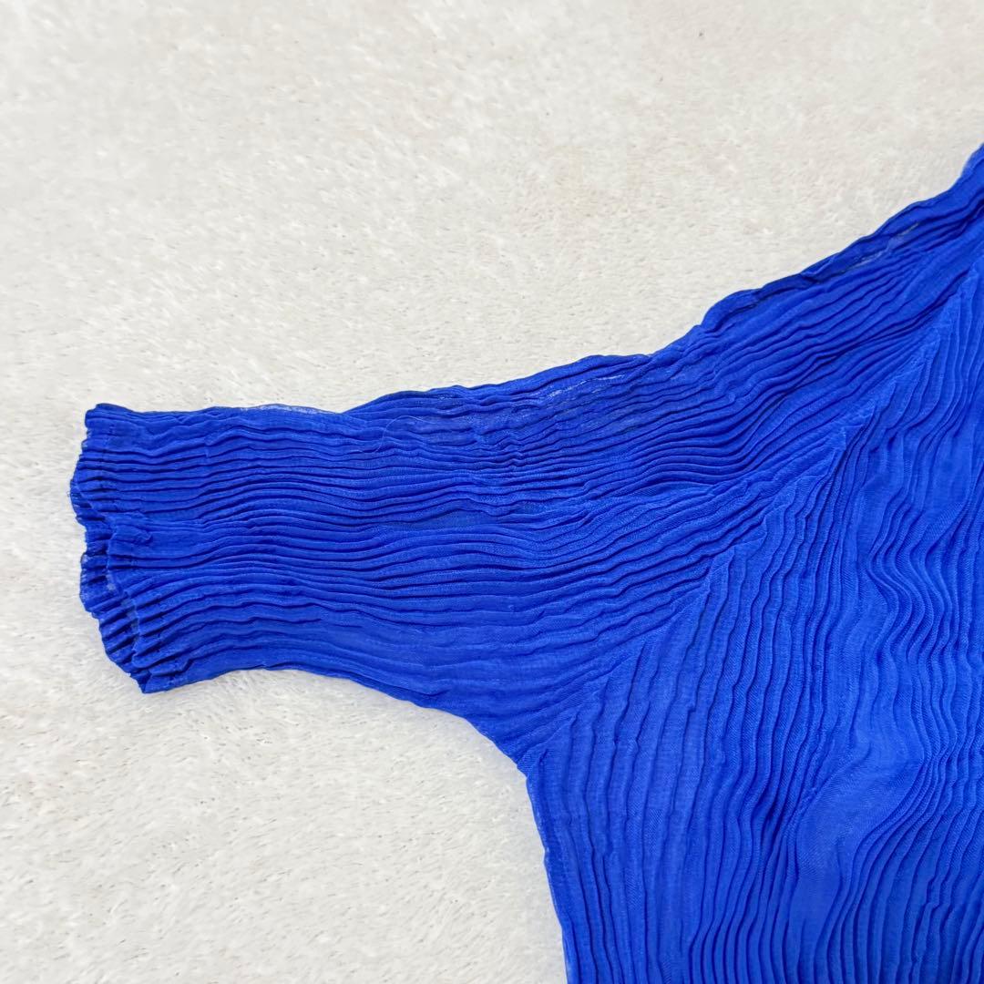 極美品✨ISSEY MIYAKE ねじりプリーツ　シースルー　ブルー　変形