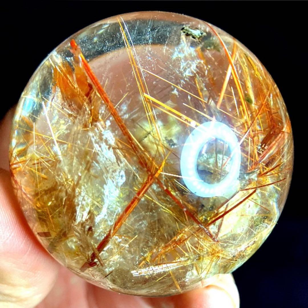 TAKU　50mm ゴールドタイチンルチルクォーツ　丸玉　スフィア