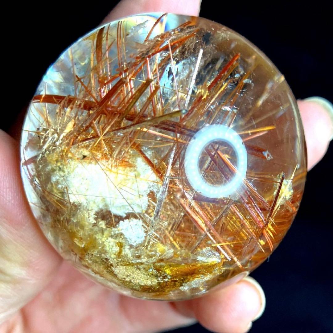 TAKU　50mm ゴールドタイチンルチルクォーツ　丸玉　スフィア