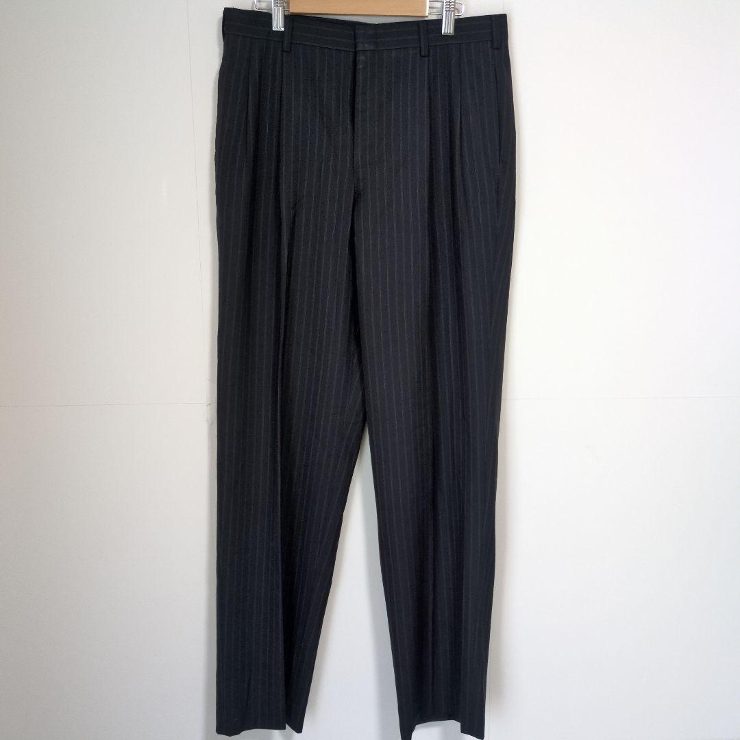 ブルックスブラザーズ　オーダースーツ　セットアップ　黒　ストライプ　背抜き　L