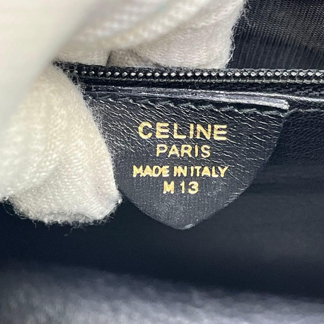 CELINE ショルダーバッグ 斜めがけ サークルロゴ 黒 レザー 保存袋付き
