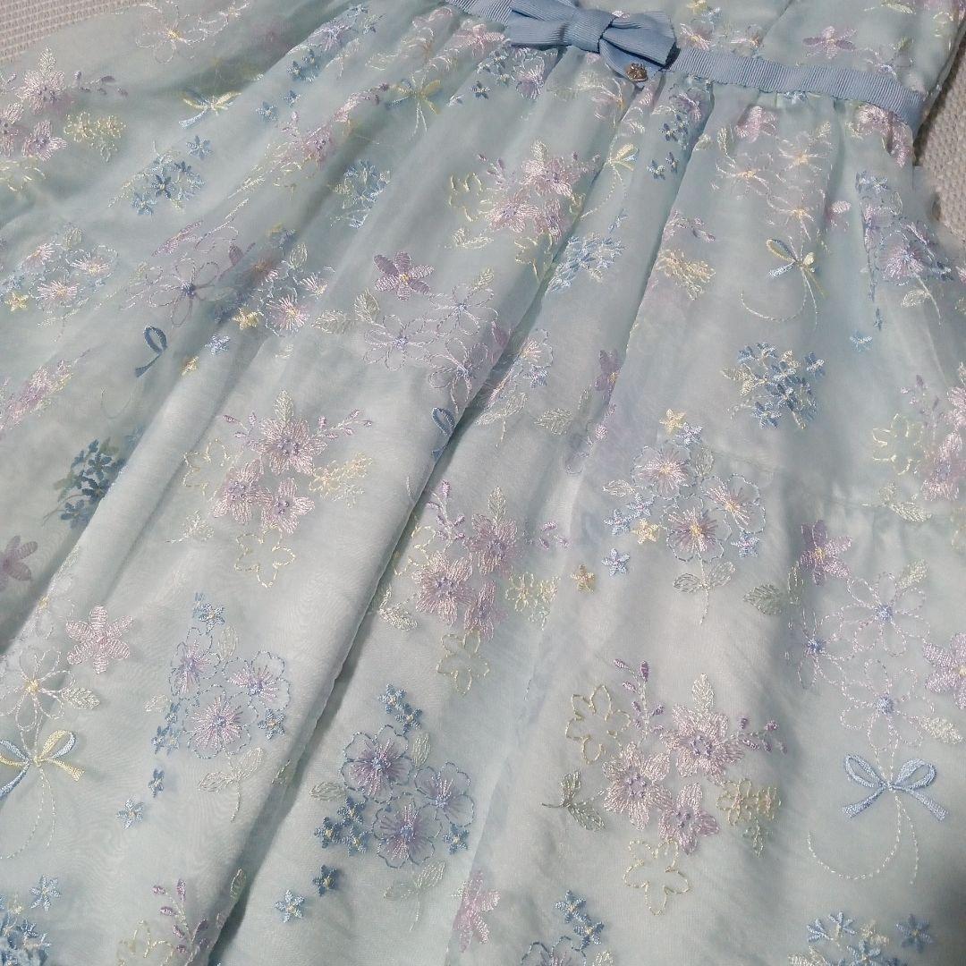 メゾピアノ　ワンピース　ジャケット　mezzo piano　入学式　120 水色