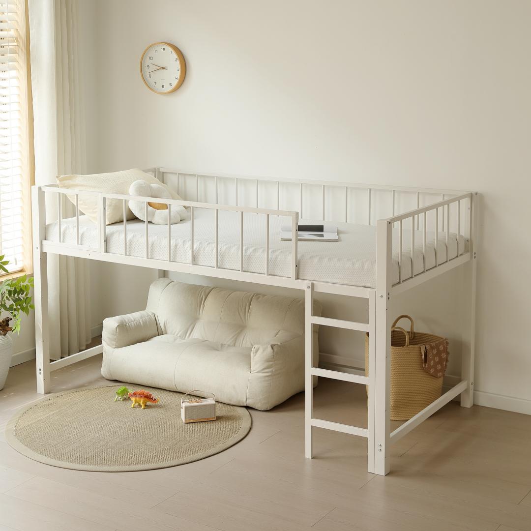 超人気！ロフトベッド パイプベッド シングル 高さ110cm White