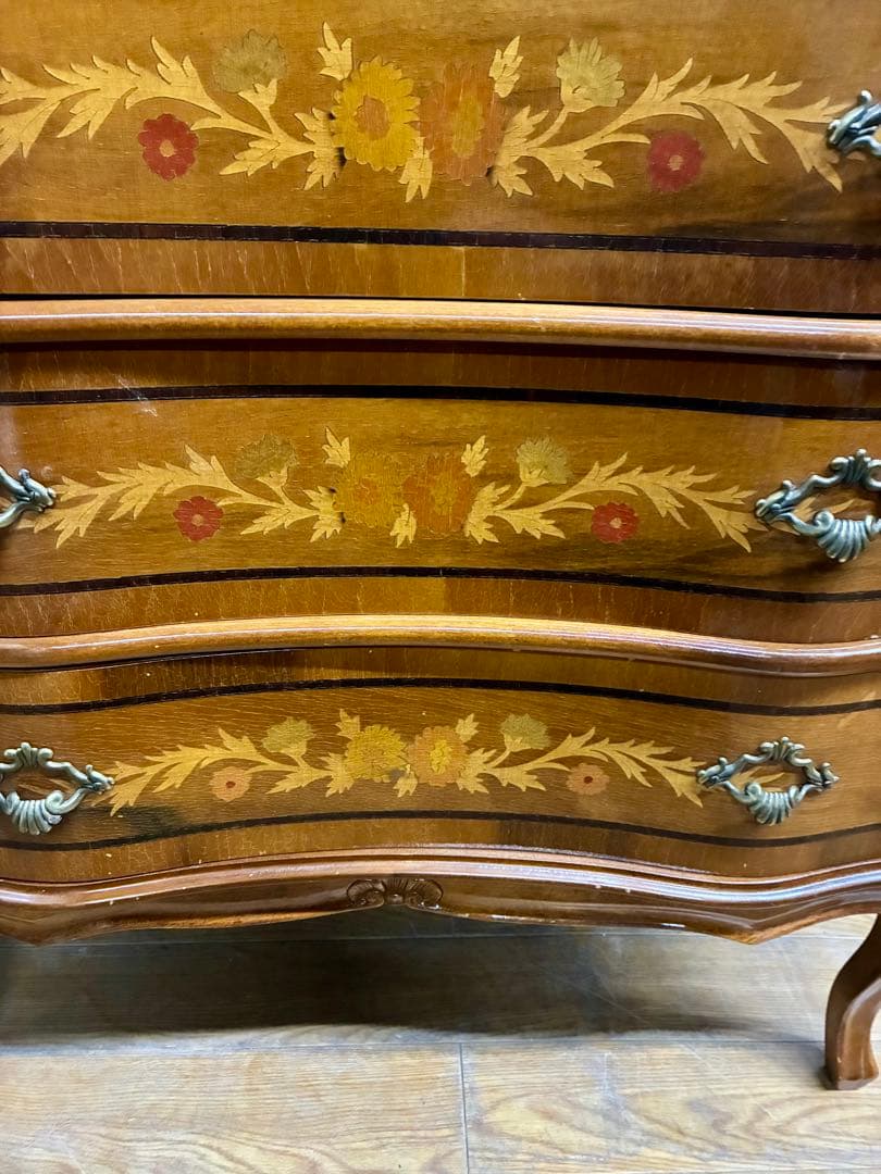 管458☆イタリア製☆アンティーク☆象嵌細工☆ヴェローナクラシック☆6段チェスト