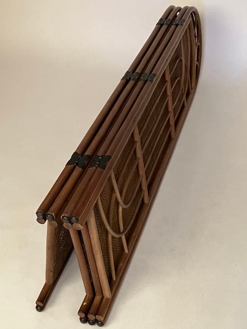 ブラウン籐家具パーテーション 4パネル