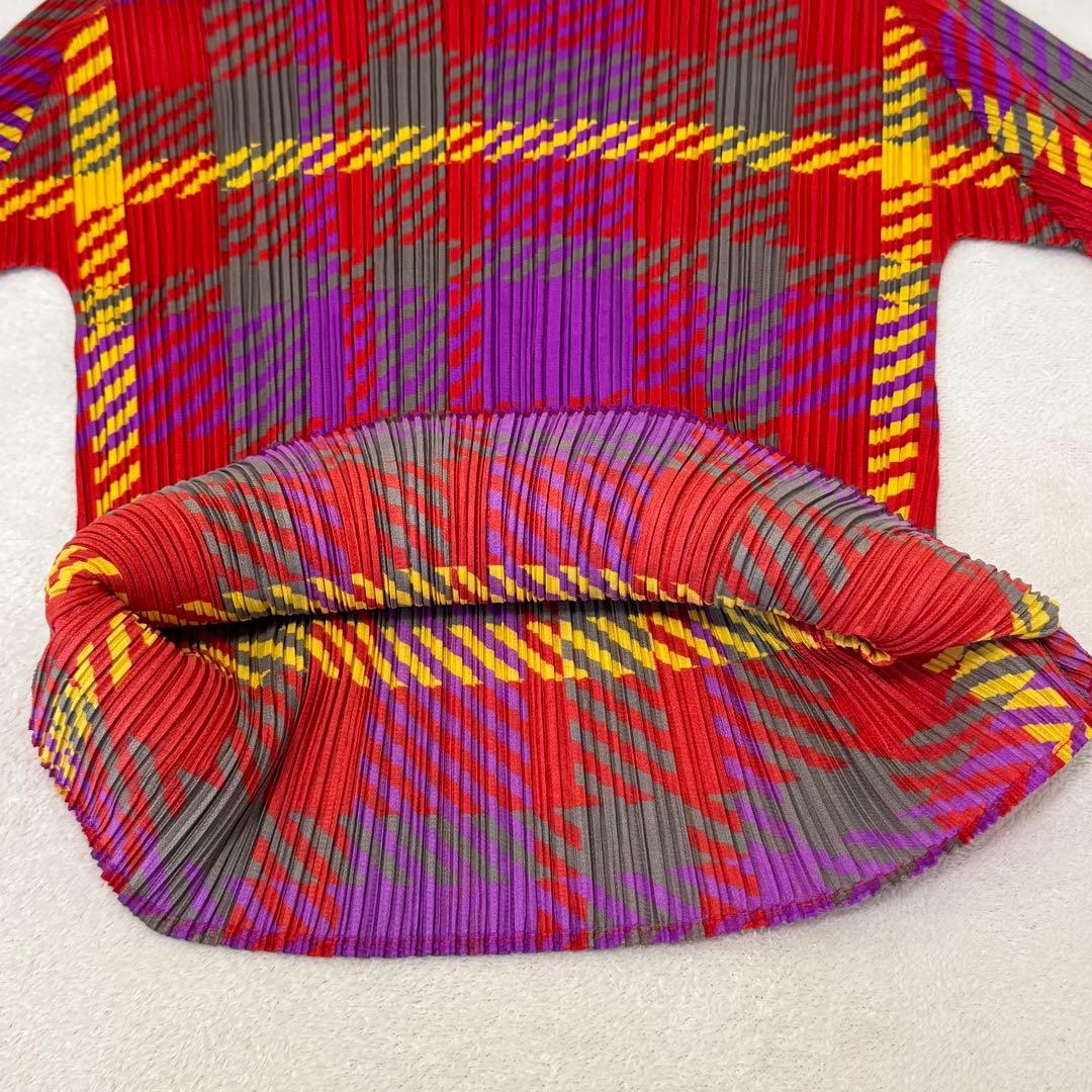 極美品✨PLEATS PLEASE プリーツ　チェック柄　長袖　トップス