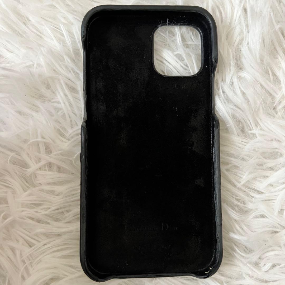 Dior ディオール iPhone15 ケース スマホ 本革 黒 カナージュ