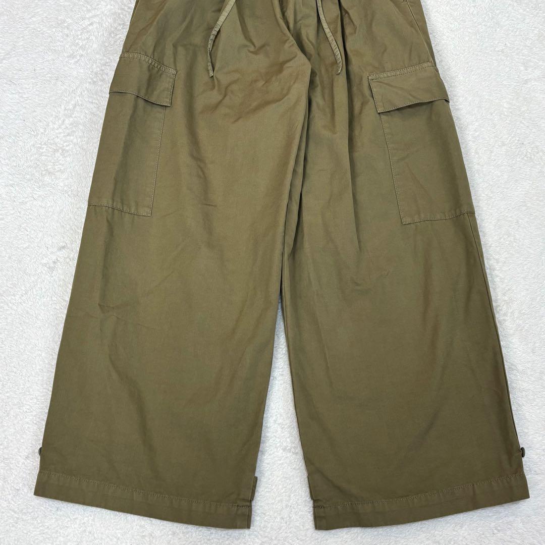 【美品✨】かぐれ ユーティリティーイージーパンツ ワイド 2WAY 綿 カーキ