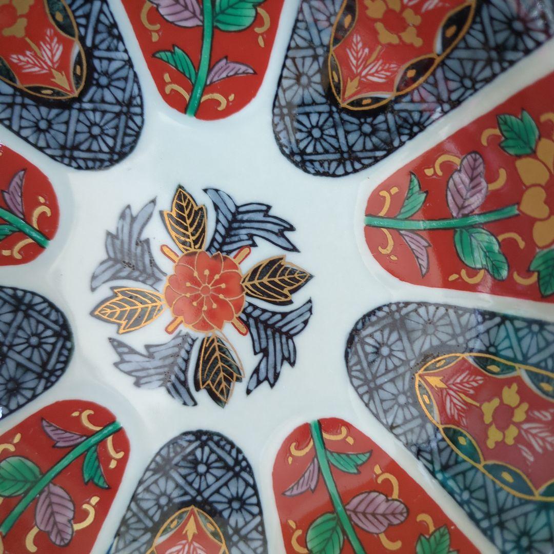 波佐見焼　林九郎窯　十方割花地紋　小鉢揃　5枚　菊割鉢　輪花鉢　金彩　古伊万里