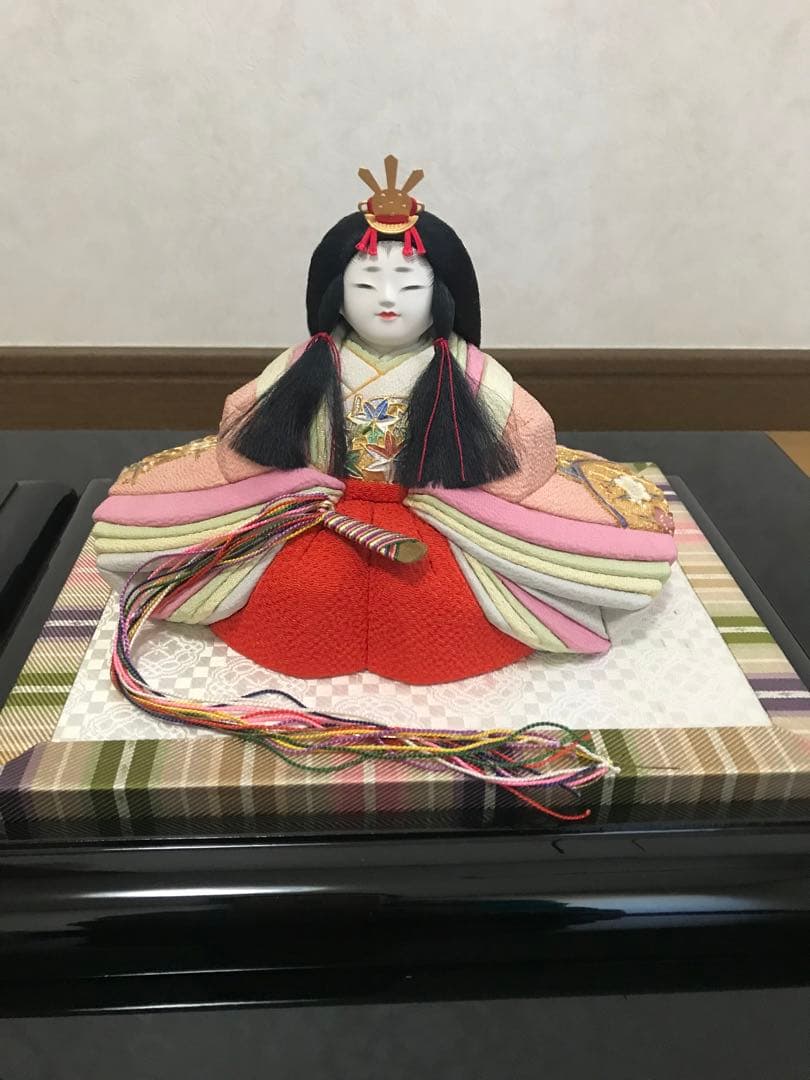 初代石川潤平 木目込　雛人形 鶴亀雛 本金蒔絵黒屏風