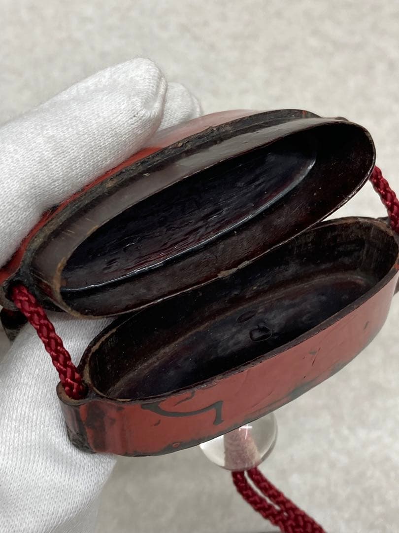 当時物 江戸時代～明治時代 印籠 蒔絵 漆器 3段印籠 玉石在銘 ヤギ根付