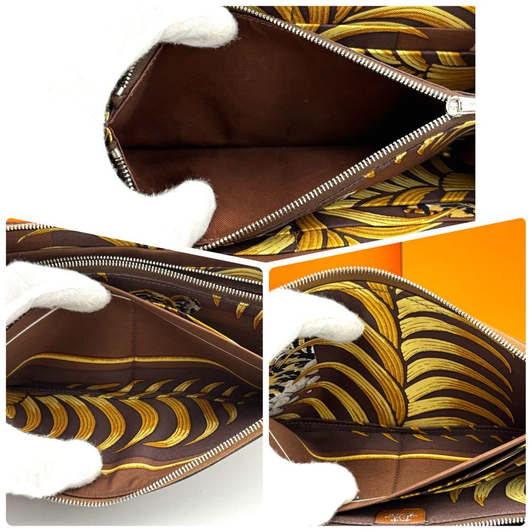 ☆美品☆箱付☆エルメス 長財布 アザップロングシルクイン ライトブラウン 茶