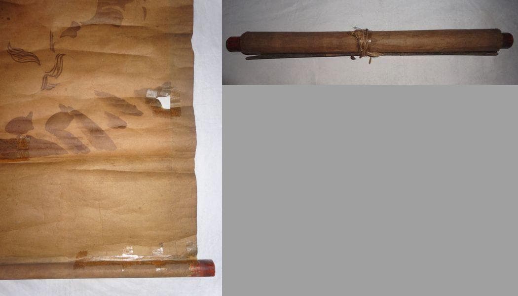 稀少 アンティーク 神社 七福神 毘沙門天 弁財天 大黒天 紙本 肉筆 掛軸