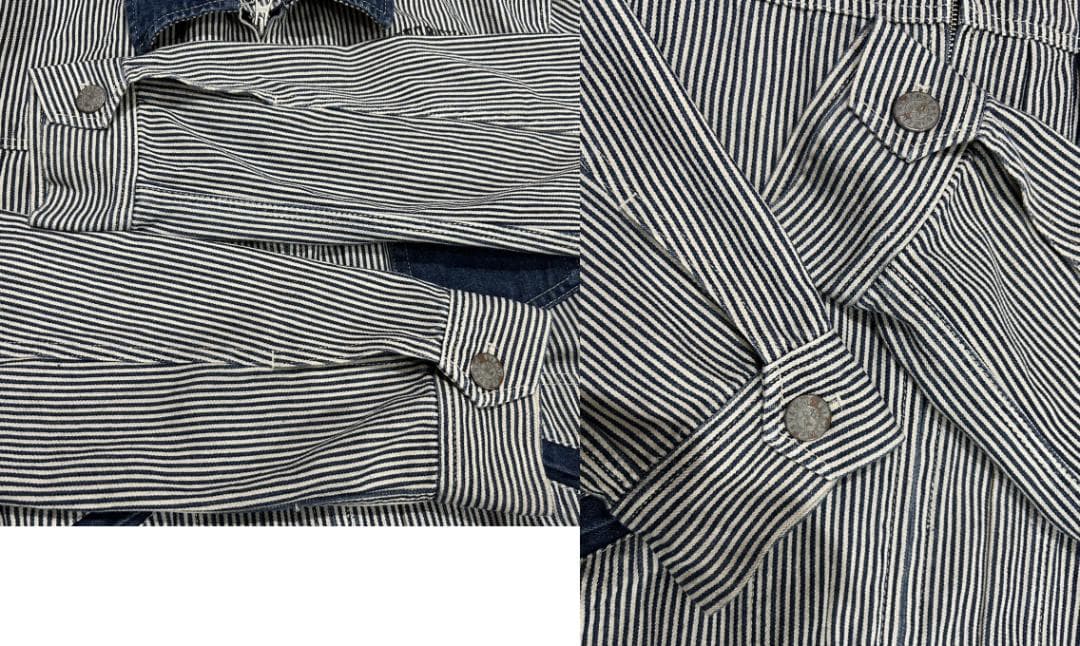 ＊バンソン VANSON バック刺繍 ヒッコリー つなぎ オールインワン XXL