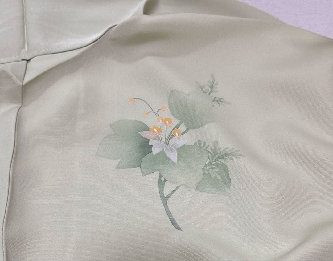 h*o様 付け下げ訪問着 花柄 グリーン パールトーン加工 卒入学お付添 帯、帯