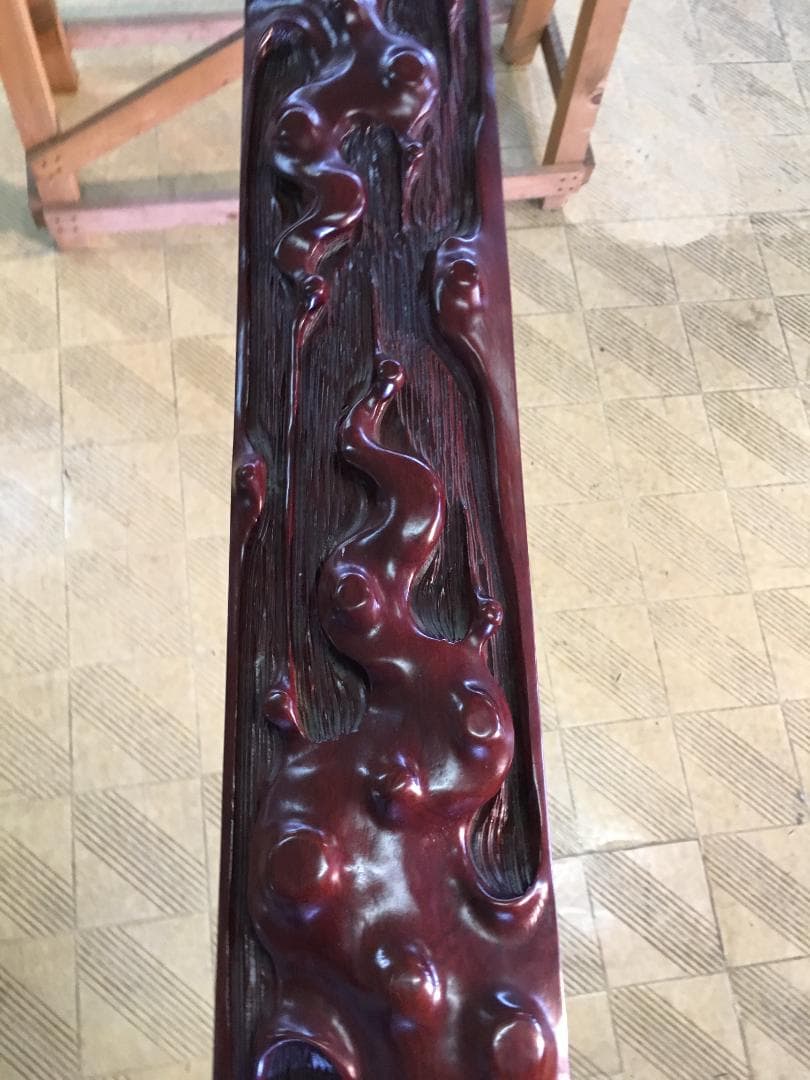 床柱　カリン　彫　4.5寸（13.5ｃｍ）