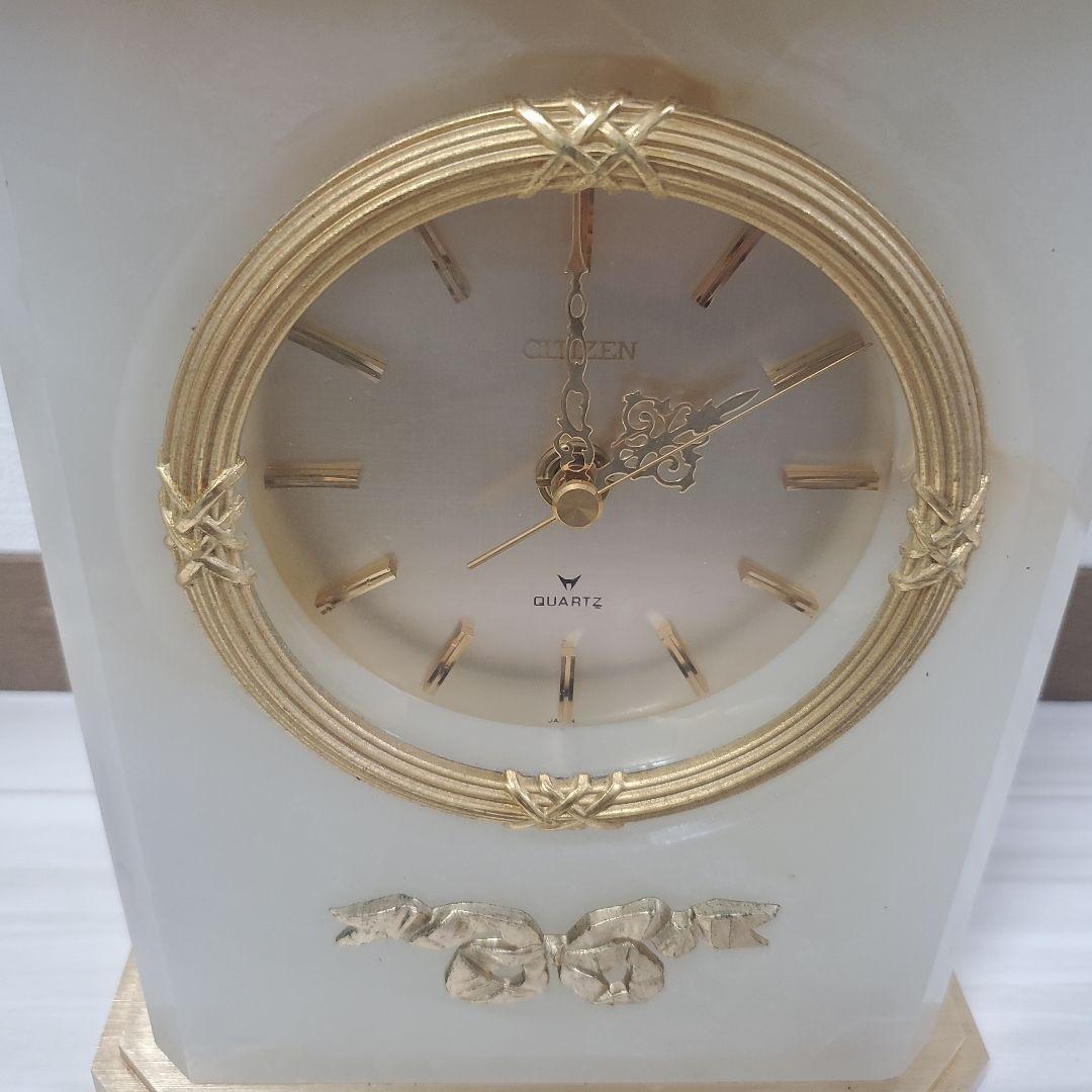 大理石 置時計 ホワイト ゴールド レトロ アンティーク