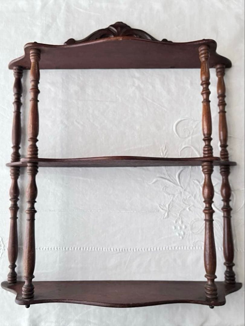 【美品】フランスアンティーク 1900年代 木製3段装飾エタジュール[3738]