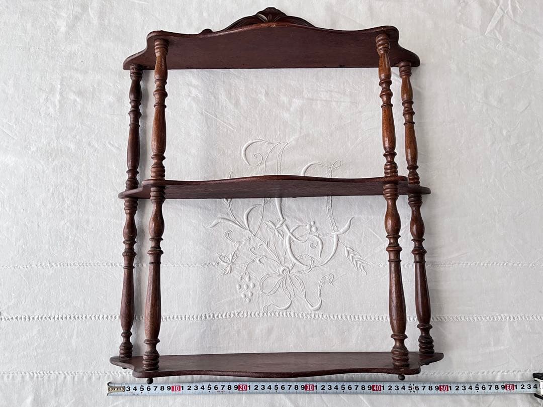 【美品】フランスアンティーク 1900年代 木製3段装飾エタジュール[3738]