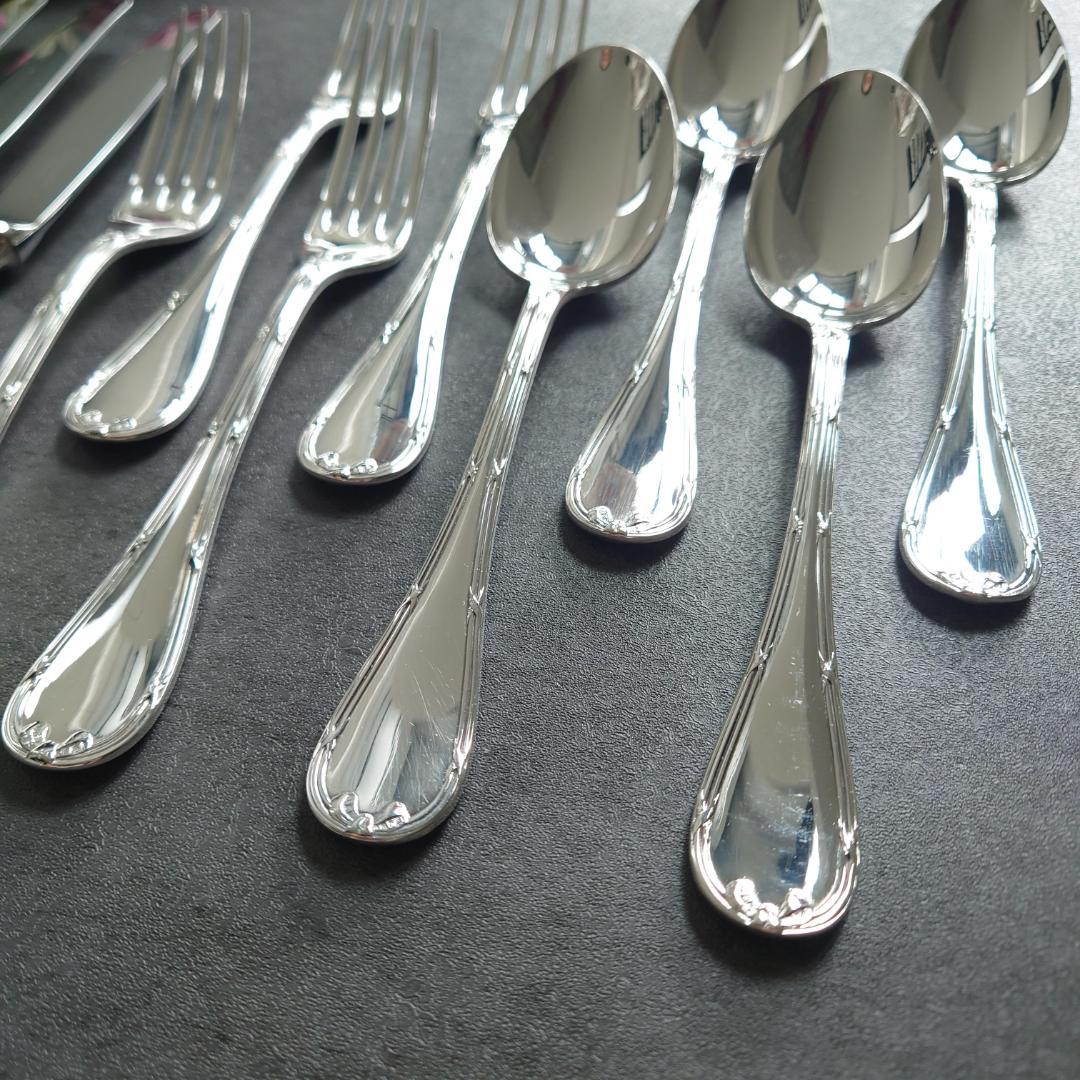 美品 クリストフル リュバン デザートサイズ ナイフ フォーク スプーン 12点