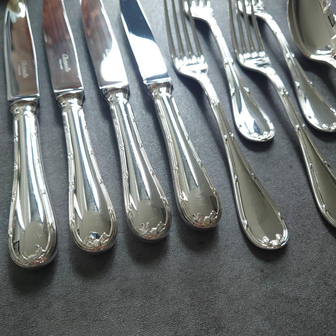 美品 クリストフル リュバン デザートサイズ ナイフ フォーク スプーン 12点