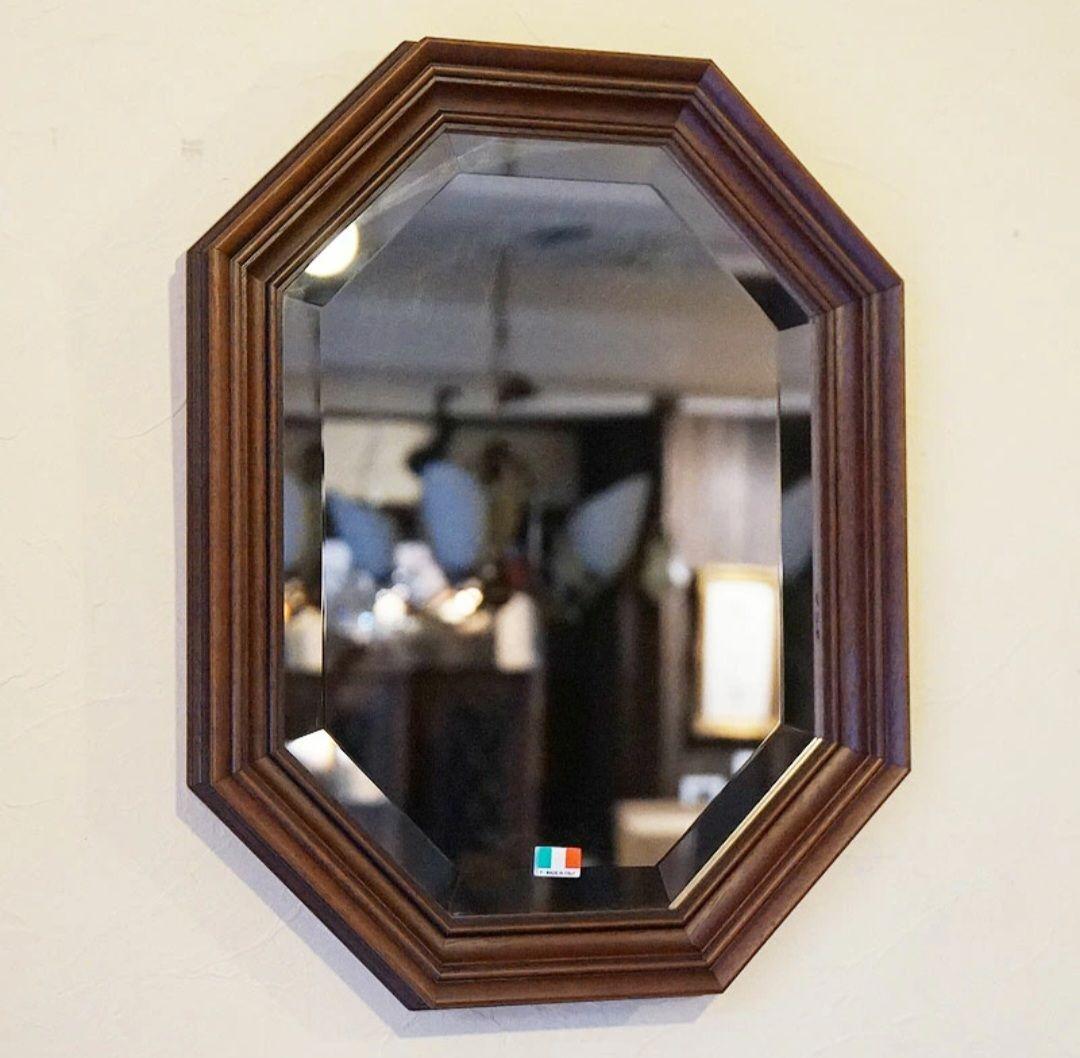 壁掛け ミラー 鏡 イタリア製 八角鏡 ヴィンテージ 蚤の市