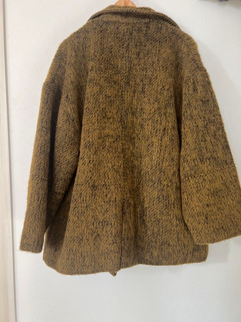 hellam シャギーミドルコート マスタード