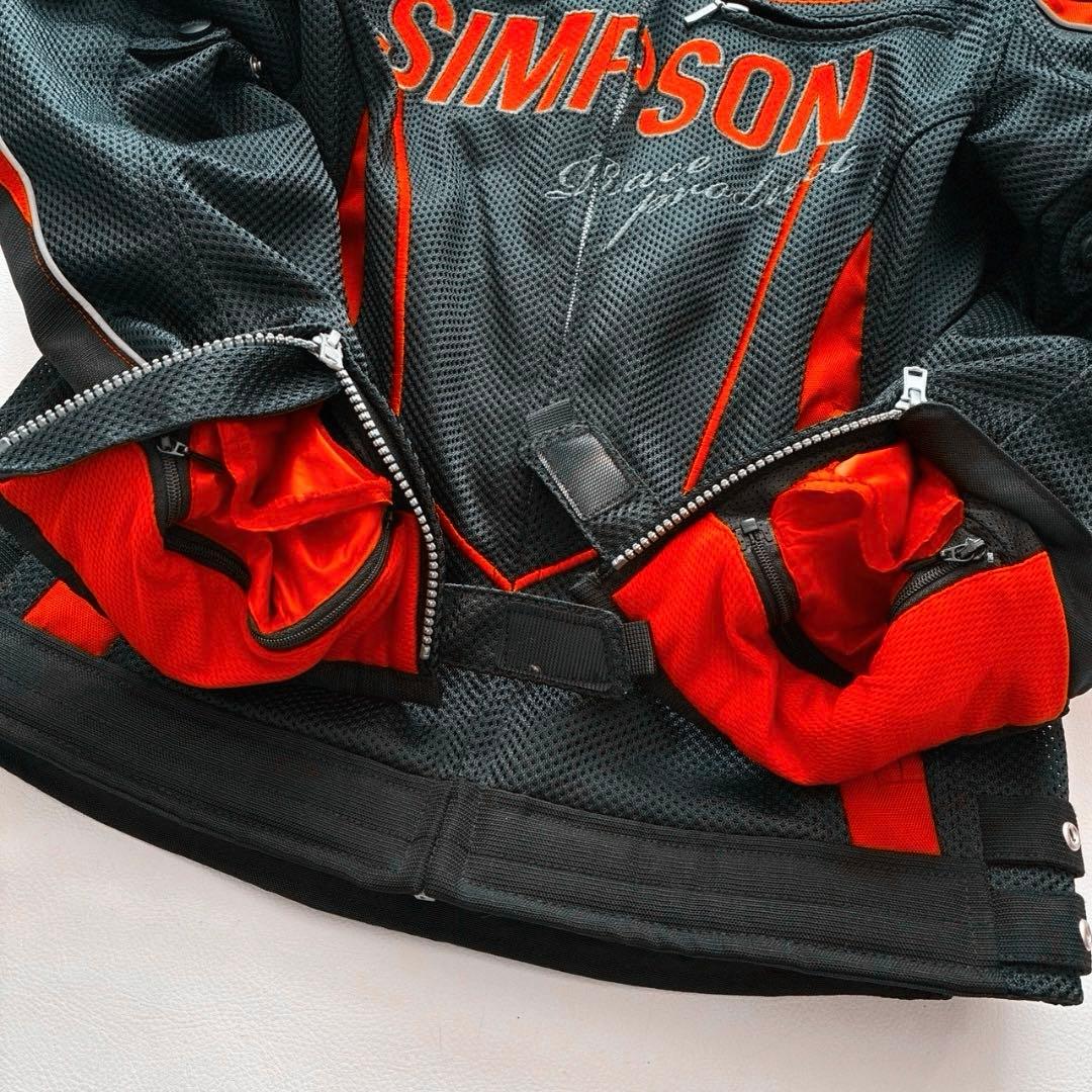 【なかむー】シンプソン メッシュ ライダースジャケット プロテクター 黒