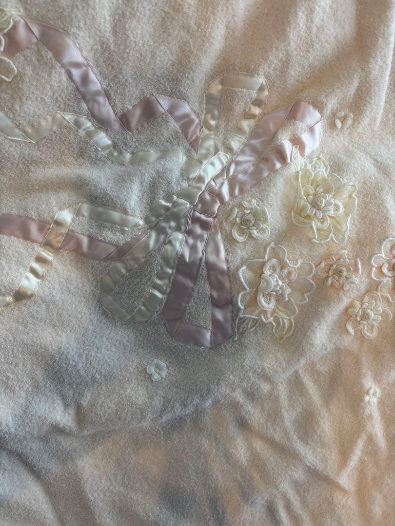 花柄リボンデザインブランケット