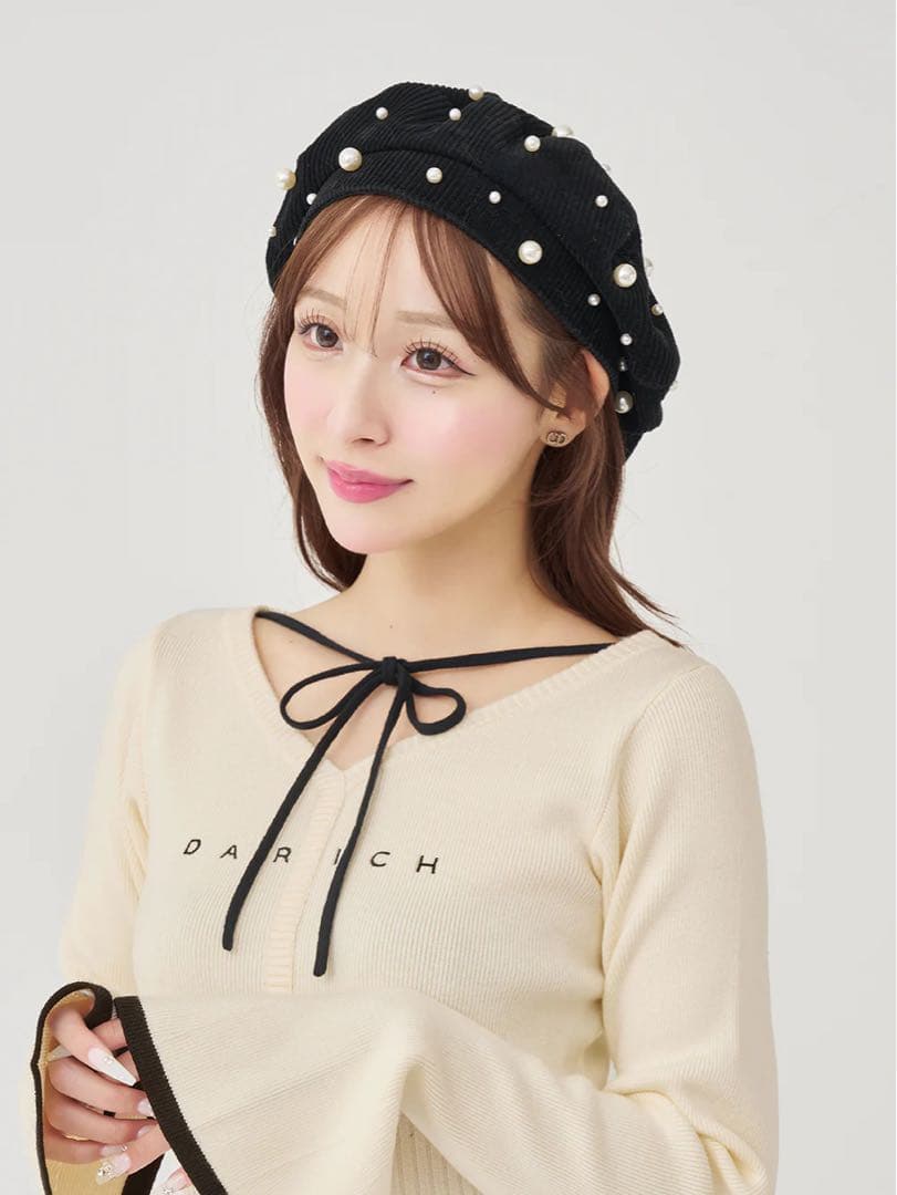 新品タグ ダーリッチ ウエストオープンリボンデザインニットミニワンピース フリー