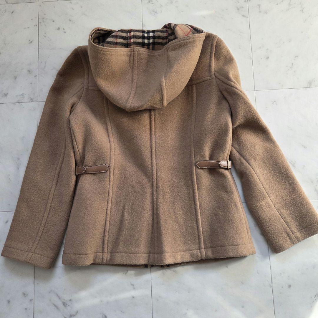 BURBERRYノバチェック　ホースロゴ刺繍　フーデットコート　レザー　ウール