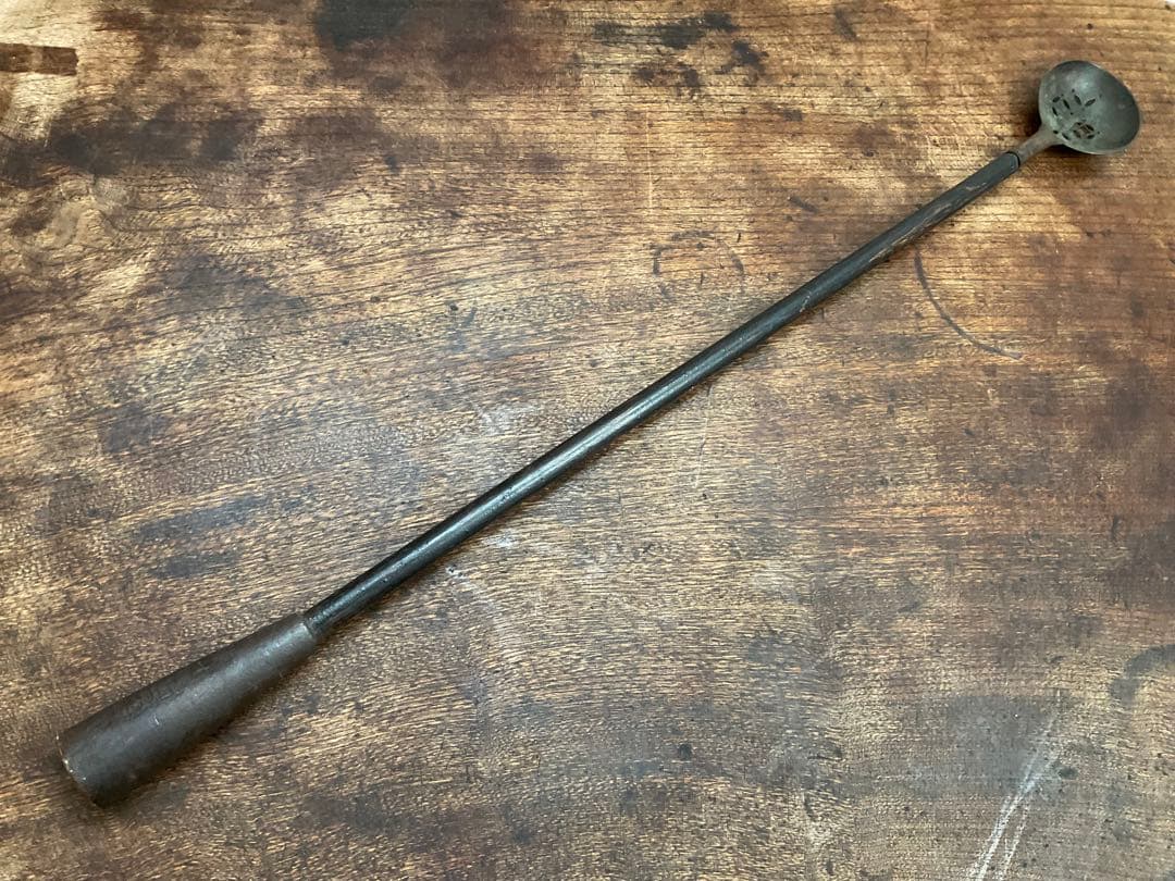 李朝　匙　柄杓　民藝　仏教美術　長さ約60cm