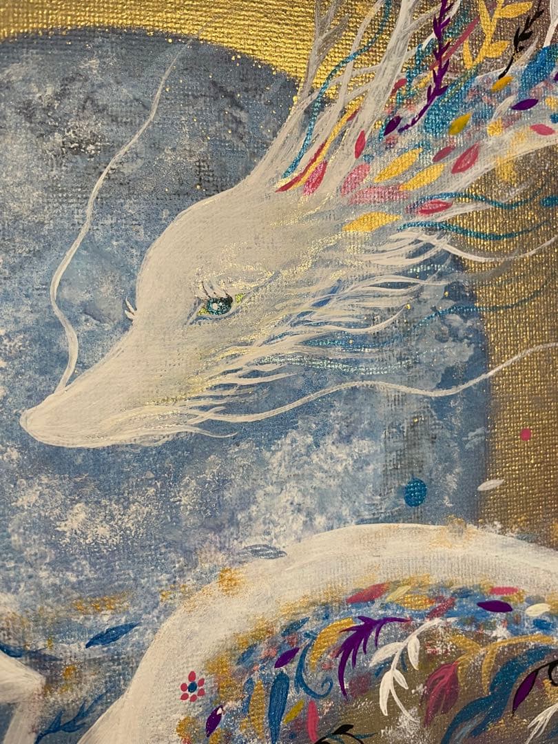 癒しの花龍 開運絵画 ヒーリングアート アクリル画 龍ノツカイ