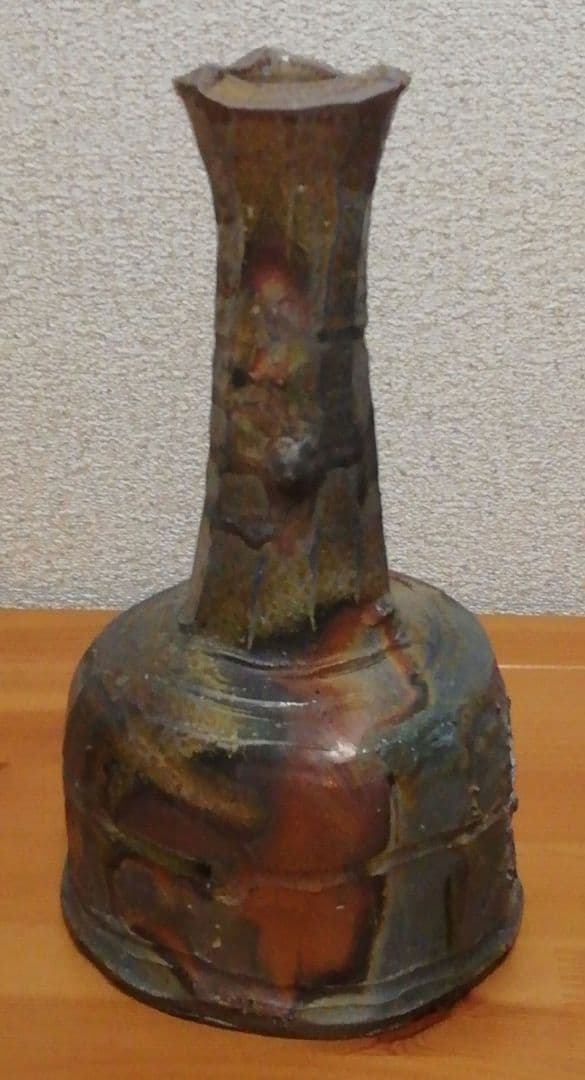 佐藤苔助作　備前焼　砧　花入　共箱　略歴付　花瓶