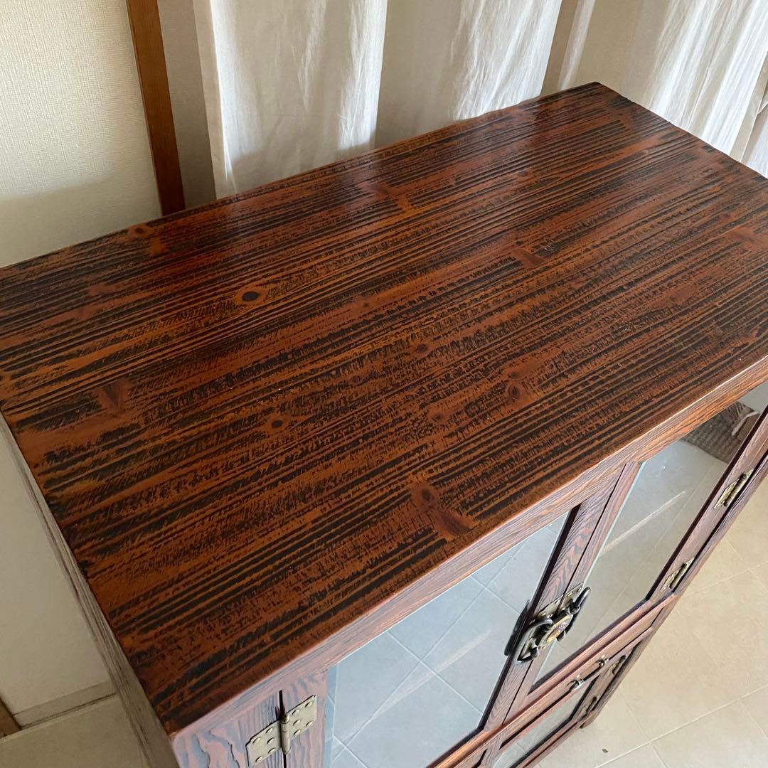 李朝家具　アンティーク　ガラスキャビネット　飾り棚　薬箪笥　中国家具　和家具