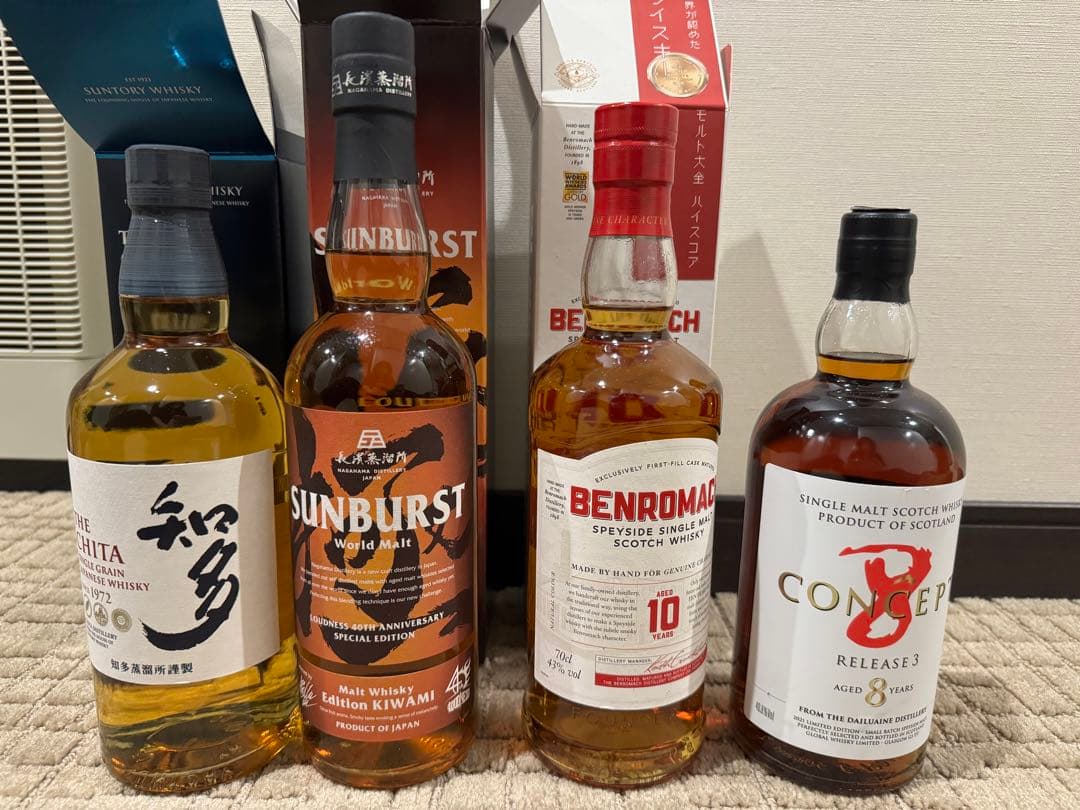 ウイスキー　4本セット　知多アマハガン　ベンロマック　コンセプトエイト