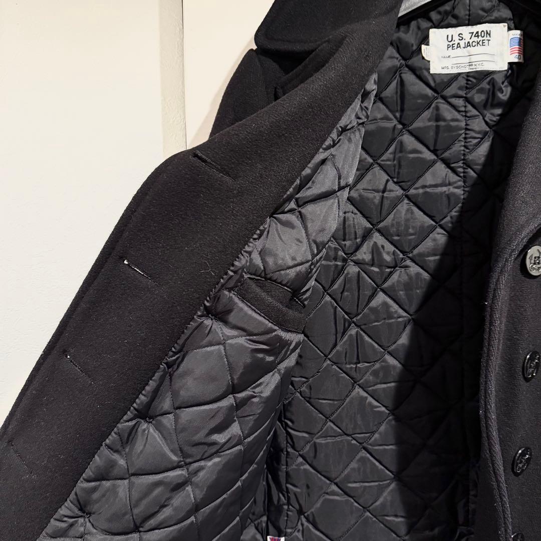 美品‼️Schott ピーコート USA製 黒 ショット キルティング 40L