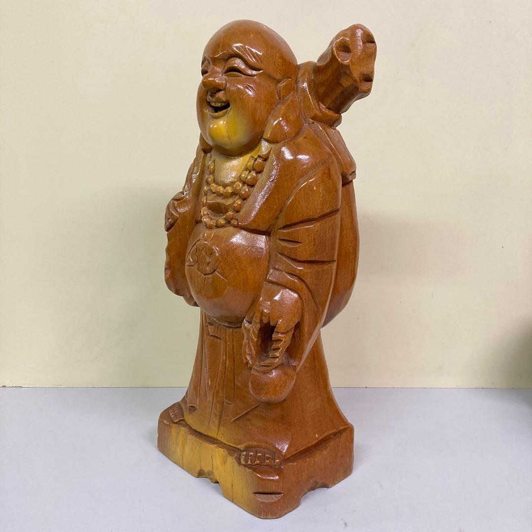 E-4 布袋様 七福神 仏像 木彫り 木製 置物 縁起物 #開運 金運 招福