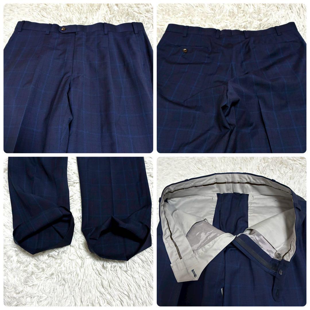 XL相当/美品⭐️マッキントッシュロンドン　スーツ　チェック　モヘヤ　ネイビー