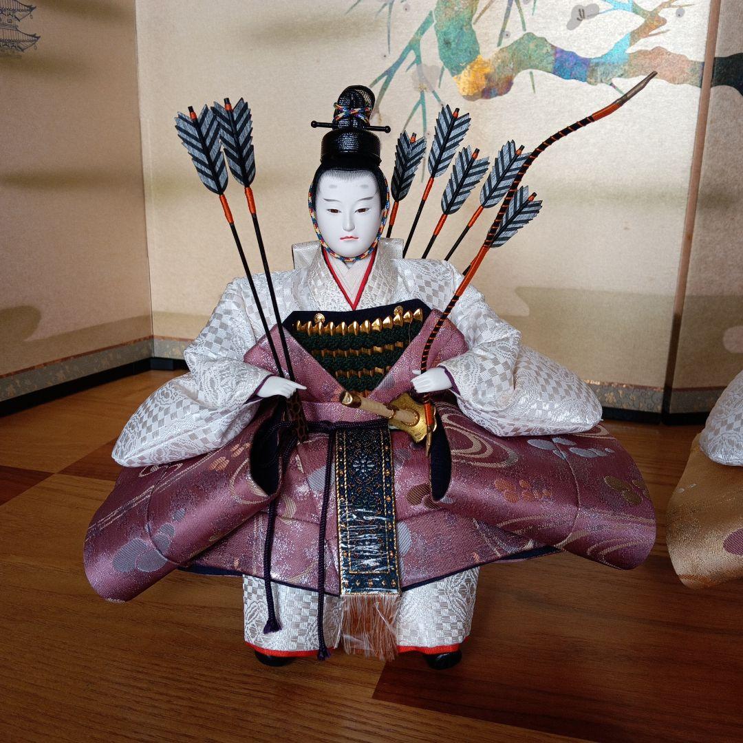 京雛人形☆右大臣・左大臣☆　隨身　豪華京錦織　刀、弓付属