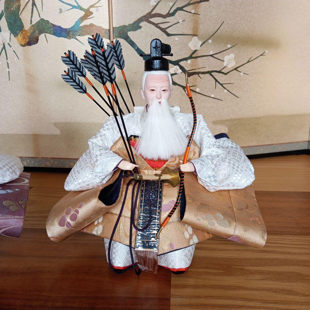 京雛人形☆右大臣・左大臣☆　隨身　豪華京錦織　刀、弓付属