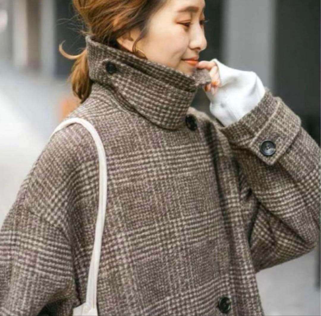 Spick & Span Wスライバーチェックハーフコート　36
