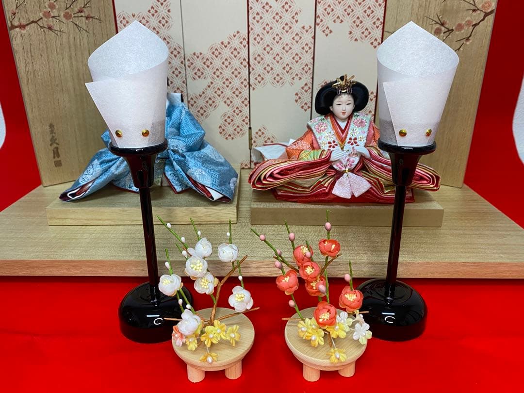 東京久月　雛人形　親王平飾り・間口約６０×奥行約３０×高さ約３６㎝